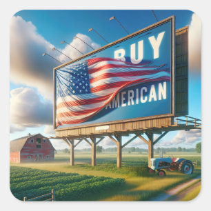 Sticker Carré Acheter Billboard américain avec tracteur agricole
