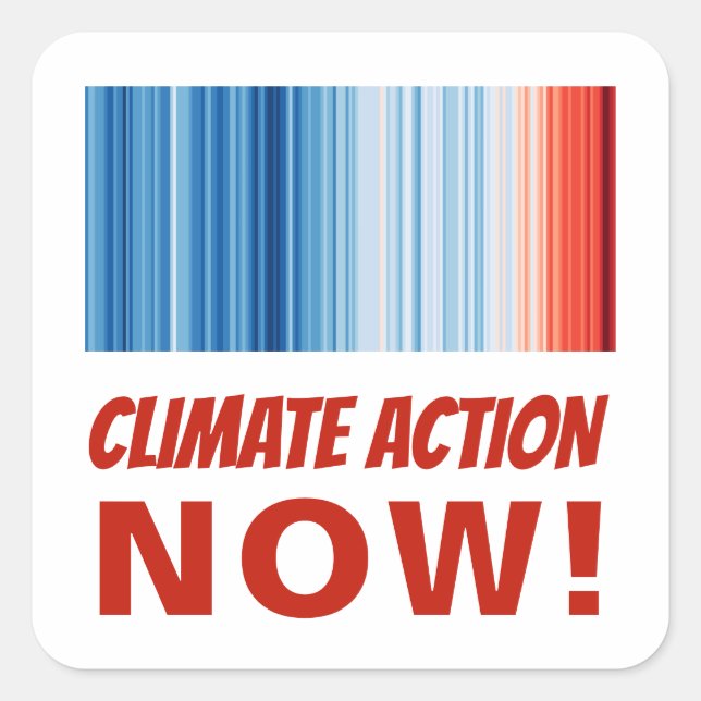 Sticker Carré Action sur le changement climatique ! Bandes récha (Devant)