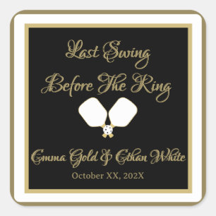Sticker Carré Activité mariage Week-end Pickleball Gold & White