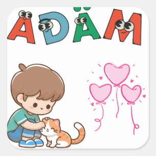 Sticker Carré Adam – Conception esthétique de nom mignonne