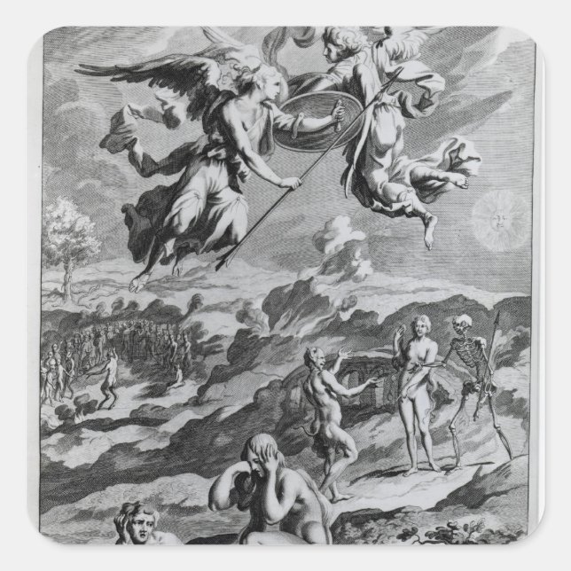 Sticker Carré Adam et Eve après la chute (Devant)
