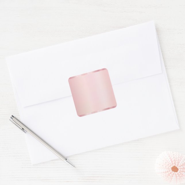 Sticker Carré Add Your Text Elegant Template Blank Rose Gold (Enveloppe)
