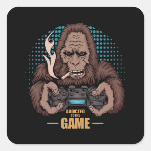 Sticker Carré Addicted au jeu Bigfoot Gamer