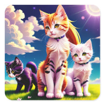Adesivos Gatos Anime