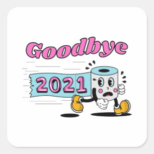 Sticker Carré Adieu rouleau papier Toilet 2021
