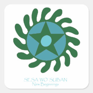 Sticker Carré Adinkra Sesa Wo Suban - Nouveaux débuts
