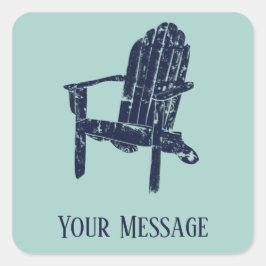 Sticker Carré Adirondack Chaise Marine et Aqua Blue Personnalisé