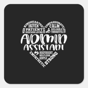 Sticker Carré Admin, Assistant administratif, assistant
