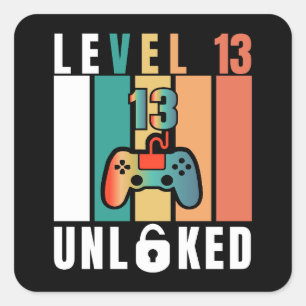 Sticker Carré Adolescent officiel Niveau 13 Déverrouillé Anniver