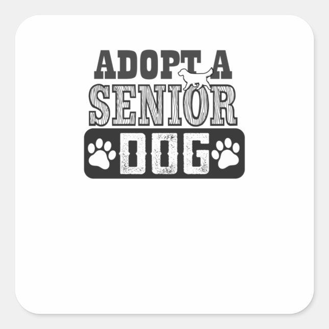 Sticker Carré adopter un chien âgé (Devant)