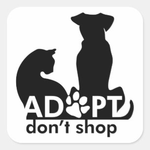 Sticker Carré Adoptez Ne pas Acheter Chien Chat