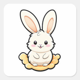 Sticker Carré adorable animal lapin