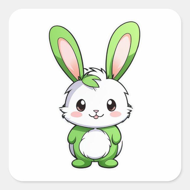 Sticker Carré adorable animal lapin (Devant)