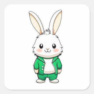 Sticker Carré adorable animal lapin