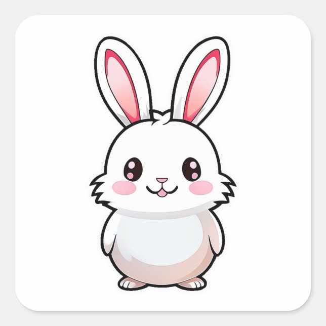 Sticker Carré adorable animal lapin (Devant)
