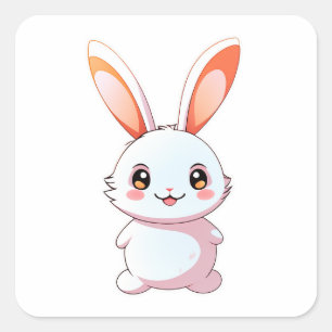 Sticker Carré adorable animal lapin