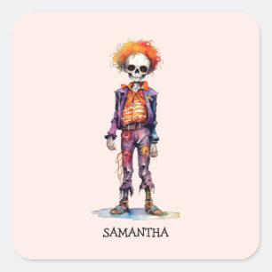 Sticker Carré Adorable Pastel Zombie - Jolie Halloween