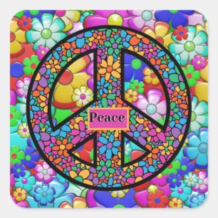 Sticker Carré Adorables Fleurs Hippie Bohème