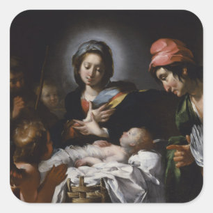 Sticker Carré Adoration des bergers, circa 1615
