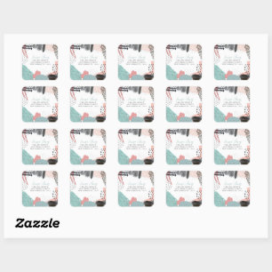 Sticker Carré Adresse de retour Collage Art Abstrait Customisée