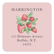 Adresse de retour de fraise à main rose pâle