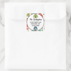 Sticker Carré Adresse de retour de Sweat Xmas moche mais mignon