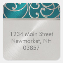 Adresse de retour Elegant Turquoise Blue Silver Fi