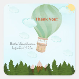 Sticker Carré Adventure Await Hot Air Balloon