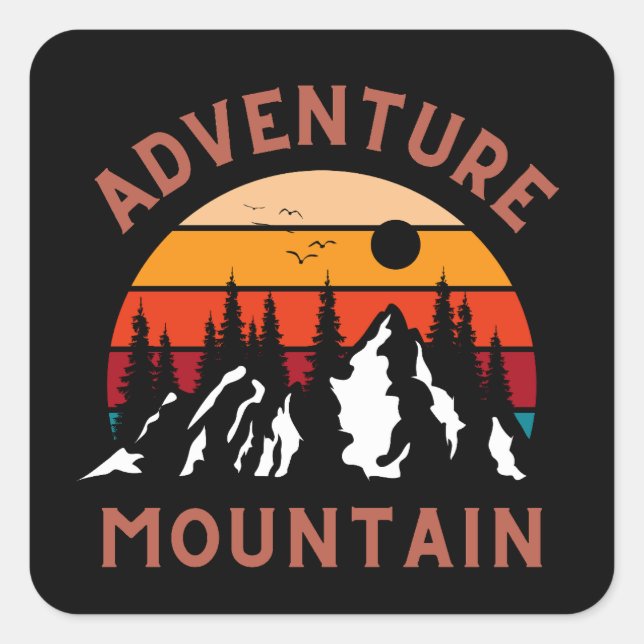 Sticker Carré Adventure Mountain (Devant)