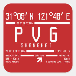 Sticker Carré Aéroport international de Shanghai Pudong PVG