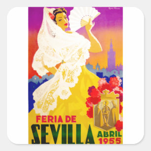 Sticker Carré Affiche 1955 juste de l'Espagne Séville avril