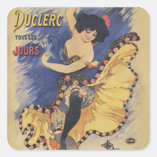 Sticker Carré Affiche ancienne Art nouveau danseuse française