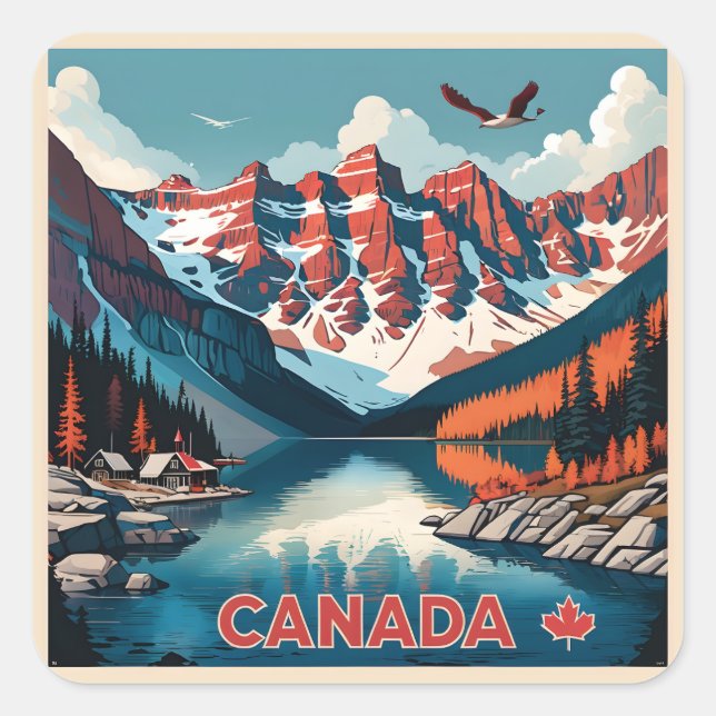 Sticker Carré Affiche Canada Travel (Devant)