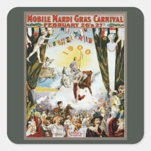 Sticker Carré Affiche d'art vintage de 1900 du carnaval de Mardi