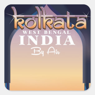 Sticker Carré Affiche de vacances à Kolkata - Bengale occidental