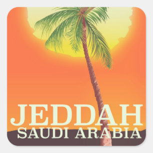 Sticker Carré Affiche de vacances de Jeddah Arabie Saoudite
