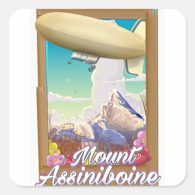 Sticker Carré Affiche de vacances du Mont Assiniboine Blimp (Devant)