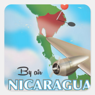 Sticker Carré Affiche de vacances Nicaragua par avion
