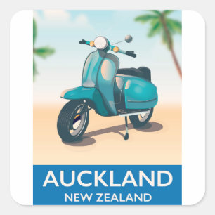 Sticker Carré Affiche de voyage à Auckland Nouvelle-Zélande