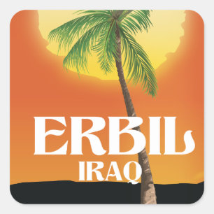 Sticker Carré Affiche de voyage à Erbil en Irak