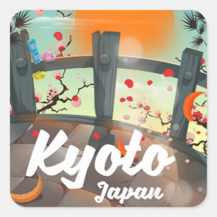 Sticker Carré Affiche de voyage à Kyoto Japon
