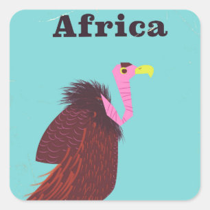 Sticker Carré Affiche de voyage aérien vintage Africa Vulture