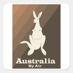 Sticker Carré Affiche de voyage Australie By Air Kangaroo.