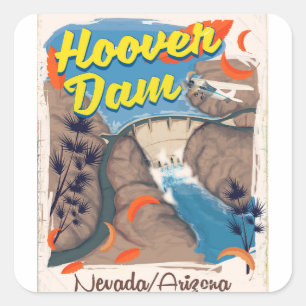 Sticker Carré Affiche de voyage Barrage Hoover Nevada/Arizona