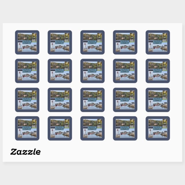 Sticker Carré Affiche de voyage de la Nouvelle-Écosse (Feuille)