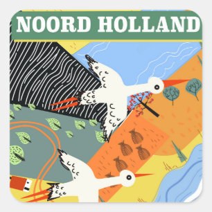 Sticker Carré Affiche de voyage de style vintage Noord Holland