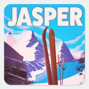Sticker Carré Affiche de voyage Jasper Alberta Canada