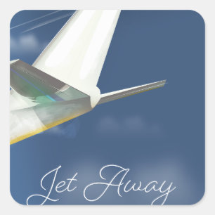 Sticker Carré Affiche de voyage Jet Away.