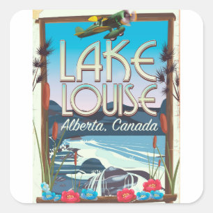Sticker Carré Affiche de voyage Lac Louise, Alberta Canada