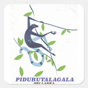 Sticker Carré Affiche de voyage Pidurutalagala Sri Lanka.